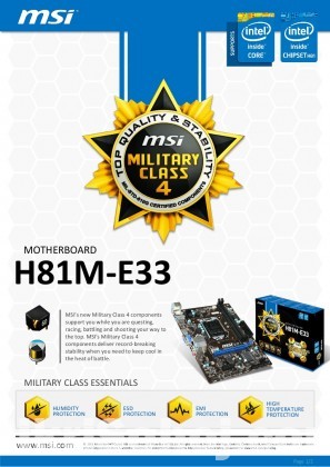 MSI H81M-E33 DDR3 4th Gen.LGA 1150 Socket Mainboard (HDMI)